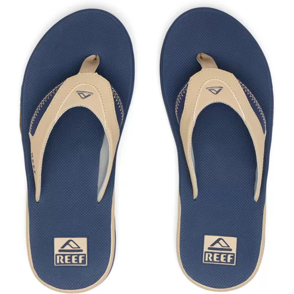 imageREEF Fanning Mens Bottle Opener Flip Flop Arch Support Durable Outsole Water FriendlyTanNavyTan