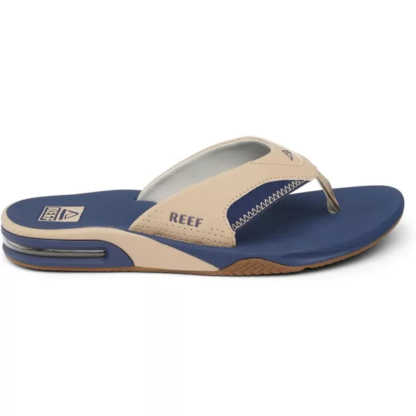 imageREEF Fanning Mens Bottle Opener Flip Flop Arch Support Durable Outsole Water FriendlyTanNavyTan