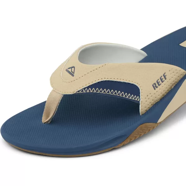imageREEF Fanning Mens Bottle Opener Flip Flop Arch Support Durable Outsole Water FriendlyTanNavyTan