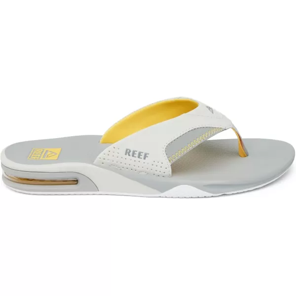 imageREEF Fanning Mens Bottle Opener Flip Flop Arch Support Durable Outsole Water FriendlyYellowGreyGrey