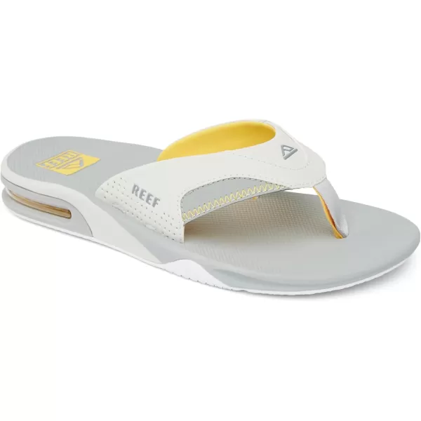 imageREEF Fanning Mens Bottle Opener Flip Flop Arch Support Durable Outsole Water FriendlyYellowGreyGrey
