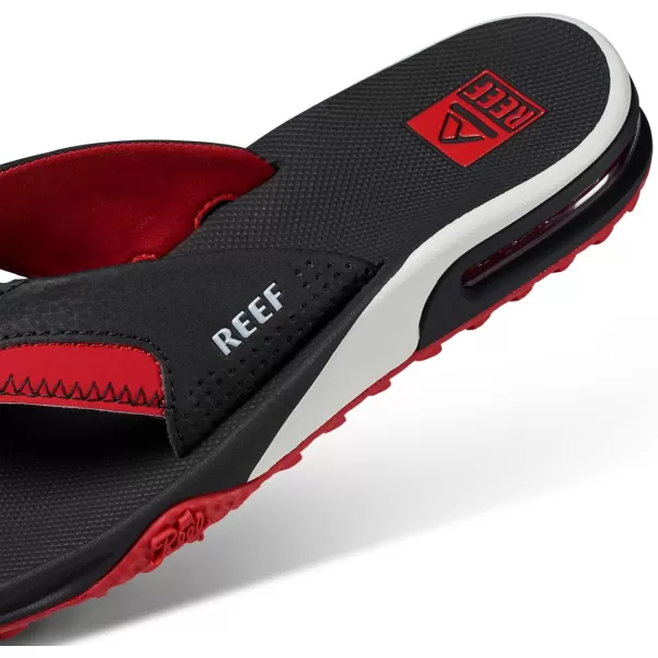 imageREEF Fanning Pregame Mens Bottle Opener Flip Flop Arch Support Durable Outsole Water FriendlyBlackRed