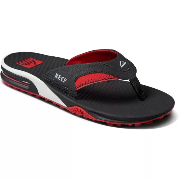 imageREEF Fanning Pregame Mens Bottle Opener Flip Flop Arch Support Durable Outsole Water FriendlyBlackRed