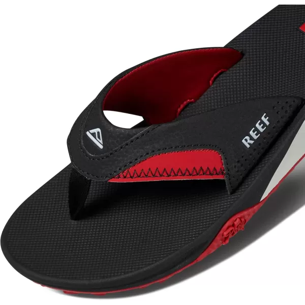 imageREEF Fanning Pregame Mens Bottle Opener Flip Flop Arch Support Durable Outsole Water FriendlyBlackRed