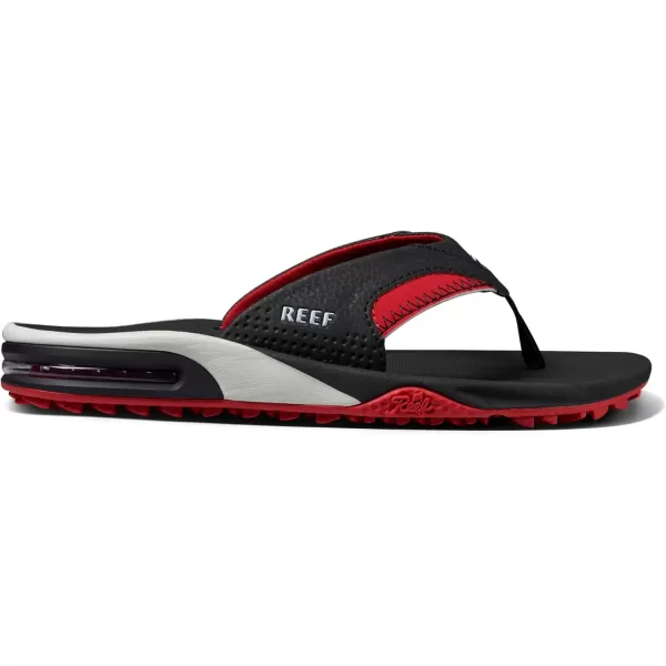 imageREEF Fanning Pregame Mens Bottle Opener Flip Flop Arch Support Durable Outsole Water FriendlyBlackRed