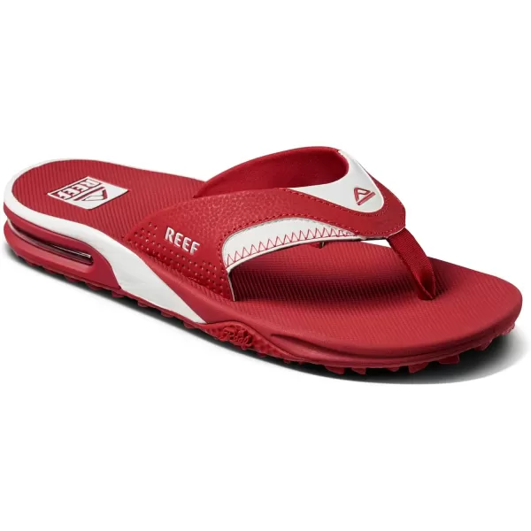 imageREEF Fanning Pregame Mens Bottle Opener Flip Flop Arch Support Durable Outsole Water FriendlyCrimsonWhite
