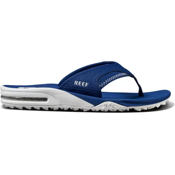 imageREEF Fanning Pregame Mens Bottle Opener Flip Flop Arch Support Durable Outsole Water FriendlyNavyWhite