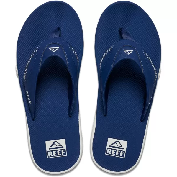 imageREEF Fanning Pregame Mens Bottle Opener Flip Flop Arch Support Durable Outsole Water FriendlyNavyWhite