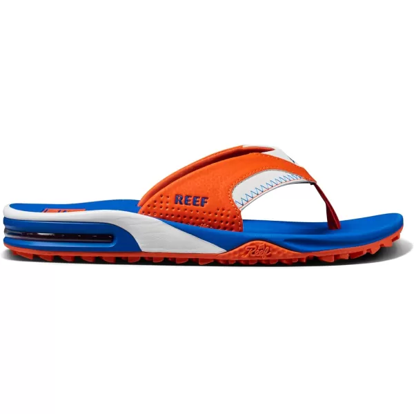 imageREEF Fanning Pregame Mens Bottle Opener Flip Flop Arch Support Durable Outsole Water FriendlyOrangeBlue