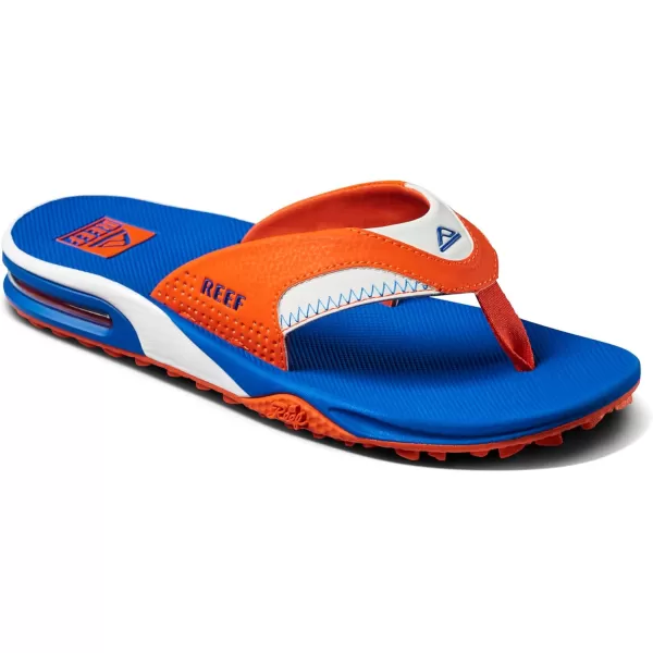 imageREEF Fanning Pregame Mens Bottle Opener Flip Flop Arch Support Durable Outsole Water FriendlyOrangeBlue