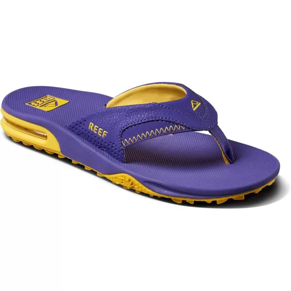 imageREEF Fanning Pregame Mens Bottle Opener Flip Flop Arch Support Durable Outsole Water FriendlyPurpleGold