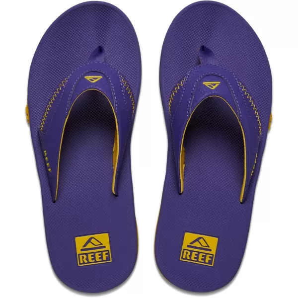 imageREEF Fanning Pregame Mens Bottle Opener Flip Flop Arch Support Durable Outsole Water FriendlyPurpleGold