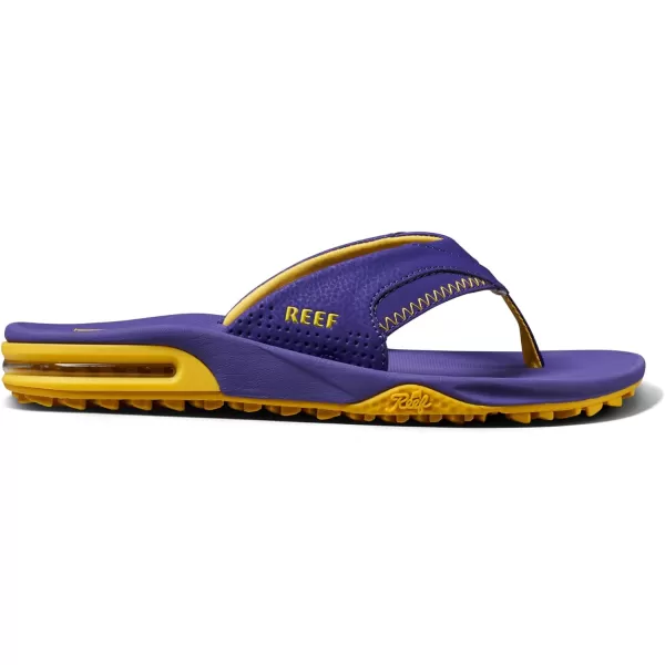 imageREEF Fanning Pregame Mens Bottle Opener Flip Flop Arch Support Durable Outsole Water FriendlyPurpleGold