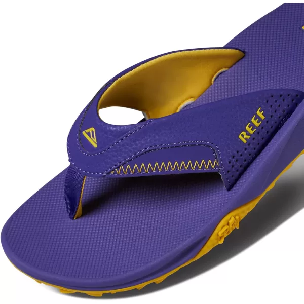 imageREEF Fanning Pregame Mens Bottle Opener Flip Flop Arch Support Durable Outsole Water FriendlyPurpleGold