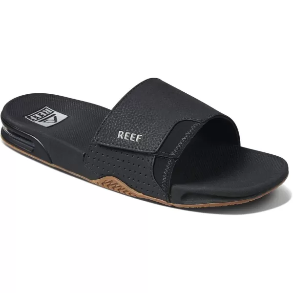 imageREEF Fanning Slide Mens Bottle Opener Sandal Arch Support Durable Outsole Water FriendlyBlackSilver
