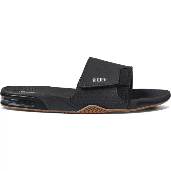 imageREEF Fanning Slide Mens Bottle Opener Sandal Arch Support Durable Outsole Water FriendlyBlackSilver