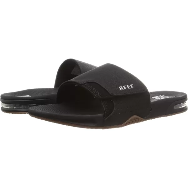 imageREEF Fanning Slide Mens Bottle Opener Sandal Arch Support Durable Outsole Water FriendlyMulticolor BlackSilver