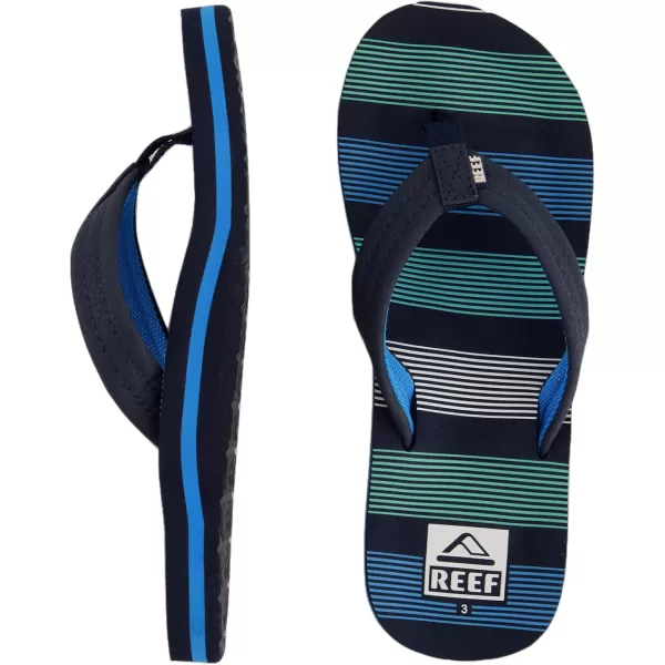 imageREEF Kids Ahi UnisexChild Beach Flip Flop Soft Cushion Footbed Water FriendlyDeep Sea Stripes