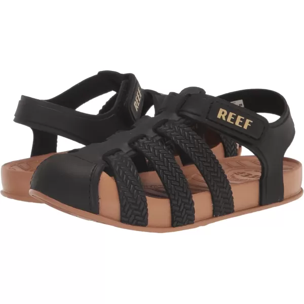 imageREEF Kids Water Beachy UnisexChild Fisherman Sandal Water Friendly Adjustable Velcro Strap Closed ToeBlackTan