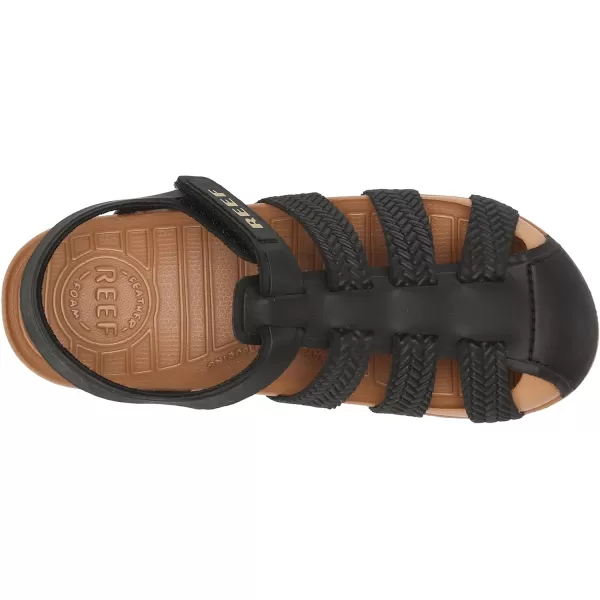 imageREEF Kids Water Beachy UnisexChild Fisherman Sandal Water Friendly Adjustable Velcro Strap Closed ToeBlackTan
