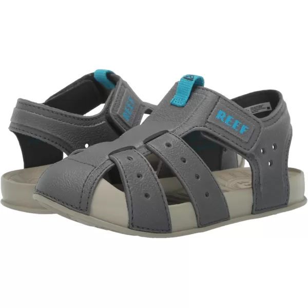 imageREEF Kids Water Beachy UnisexChild Fisherman Sandal Water Friendly Adjustable Velcro Strap Closed ToeOakGreyAqua