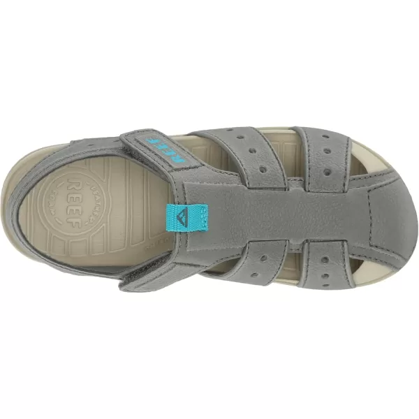 imageREEF Kids Water Beachy UnisexChild Fisherman Sandal Water Friendly Adjustable Velcro Strap Closed ToeOakGreyAqua