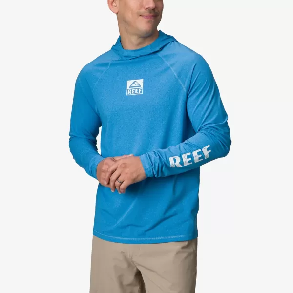 imageREEF Mens Hooded Rashguard Surf ShirtBrilliant Blue Wellietoo Scuba