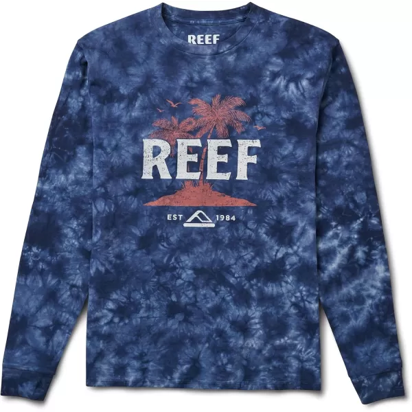 imageREEF Mens Long Sleeve Graphic TeeIntel Tie DyenavyDusty Blue