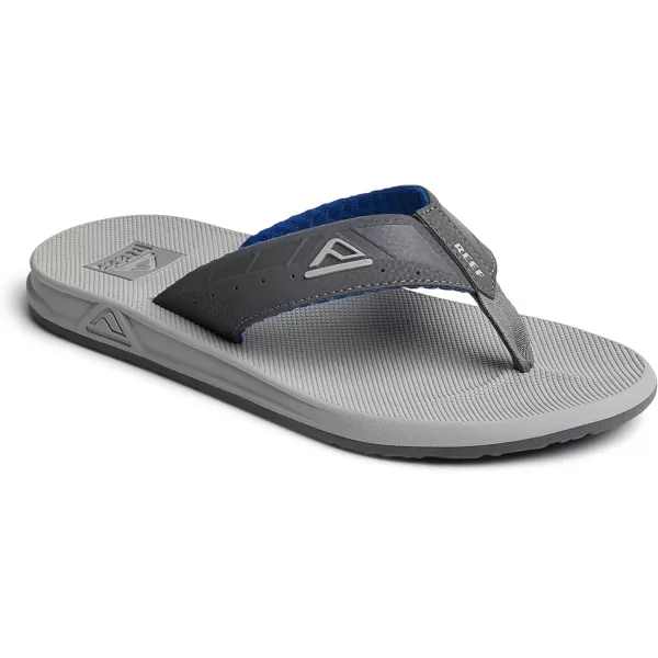 imageREEF Phantoms Mens Beach Flip Flop Water Friendly Soft and Supportive Molded FootbedGreyLight GreyBlue