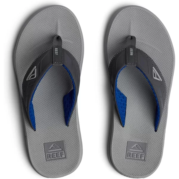 imageREEF Phantoms Mens Beach Flip Flop Water Friendly Soft and Supportive Molded FootbedGreyLight GreyBlue