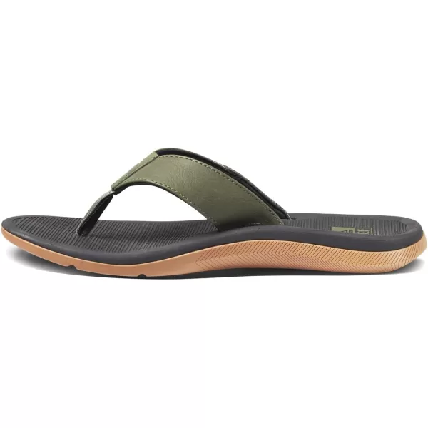 imageREEF Santa Ana Mens Flip Flop Arch Support Water Friendly Non Marking OutsoleGeo OliveGum