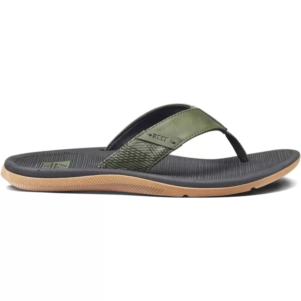 imageREEF Santa Ana Mens Flip Flop Arch Support Water Friendly Non Marking OutsoleGeo OliveGum