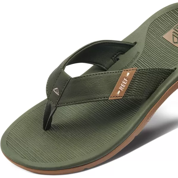 imageREEF Santa Ana Mens Flip Flop Arch Support Water Friendly Non Marking OutsoleOliveGum