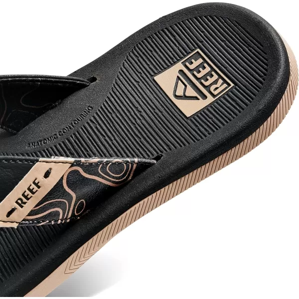 imageREEF Santa Ana Mens Flip Flop Arch Support Water Friendly Non Marking OutsoleTan Topo