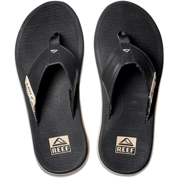 imageREEF Santa Ana Mens Flip Flop Arch Support Water Friendly Non Marking OutsoleTan Topo