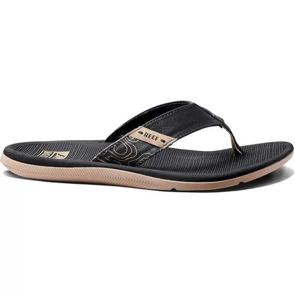 imageREEF Santa Ana Mens Flip Flop Arch Support Water Friendly Non Marking OutsoleTan Topo
