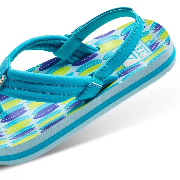 imageREEF ToddlerLittle Kid Ahi Beach Flip Flop Soft Cushion Footbed Water Friendly BackstrapBlue Fish