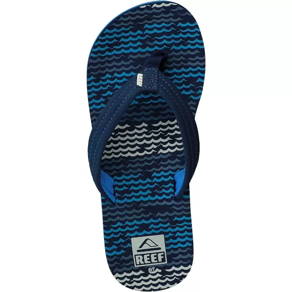imageREEF ToddlerLittle Kid Ahi Beach Flip Flop Soft Cushion Footbed Water Friendly BackstrapBlue Horizon Waves