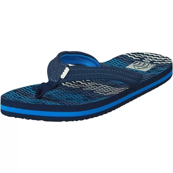 imageREEF ToddlerLittle Kid Ahi Beach Flip Flop Soft Cushion Footbed Water Friendly BackstrapBlue Horizon Waves