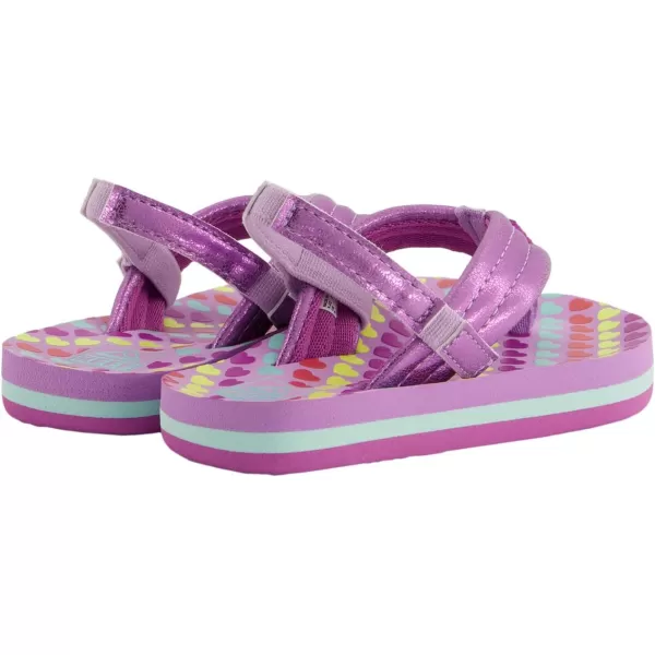 imageREEF ToddlerLittle Kid Ahi Beach Flip Flop Soft Cushion Footbed Water Friendly BackstrapLavender Hearts