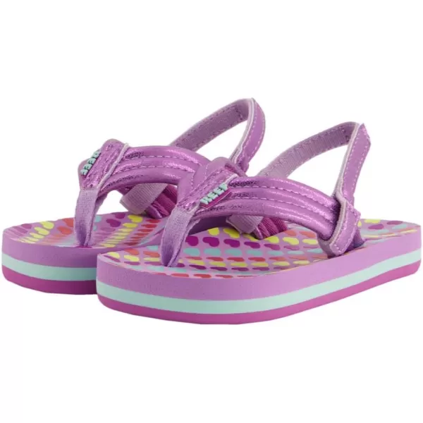 imageREEF ToddlerLittle Kid Ahi Beach Flip Flop Soft Cushion Footbed Water Friendly BackstrapLavender Hearts