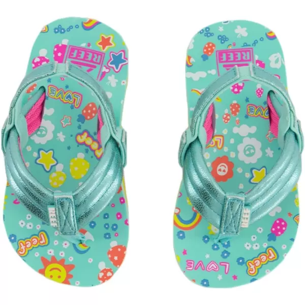 imageREEF ToddlerLittle Kid Ahi Beach Flip Flop Soft Cushion Footbed Water Friendly BackstrapLove Rainbow