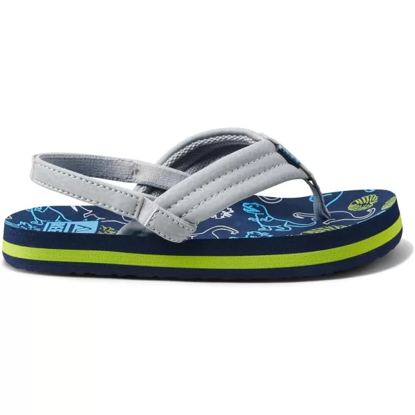 imageREEF ToddlerLittle Kid Ahi Beach Flip Flop Soft Cushion Footbed Water Friendly BackstrapNavyGrey Dino