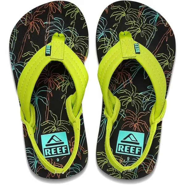 imageREEF ToddlerLittle Kid Ahi Beach Flip Flop Soft Cushion Footbed Water Friendly BackstrapNeon Palm