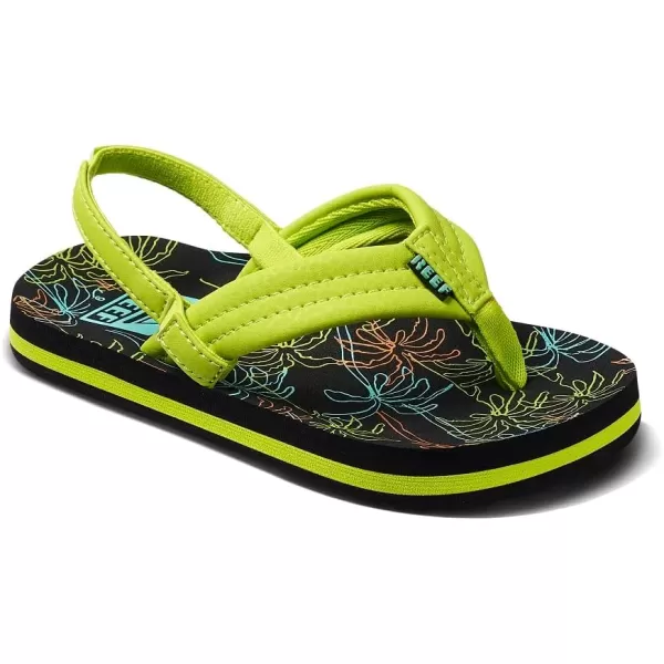 imageREEF ToddlerLittle Kid Ahi Beach Flip Flop Soft Cushion Footbed Water Friendly BackstrapNeon Palm