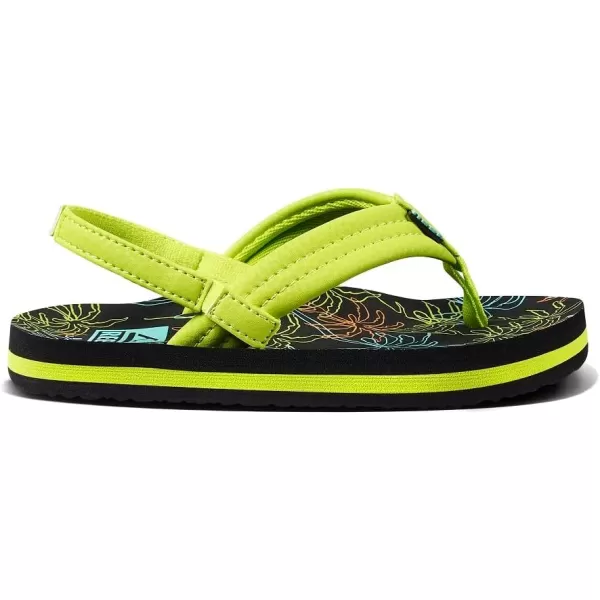 imageREEF ToddlerLittle Kid Ahi Beach Flip Flop Soft Cushion Footbed Water Friendly BackstrapNeon Palm