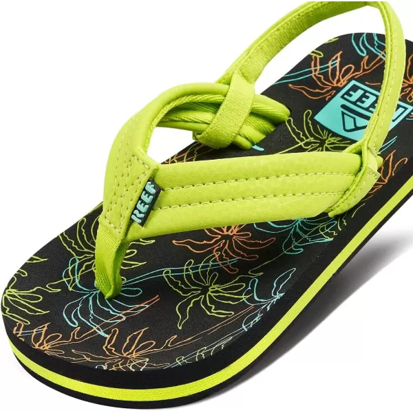 imageREEF ToddlerLittle Kid Ahi Beach Flip Flop Soft Cushion Footbed Water Friendly BackstrapNeon Palm