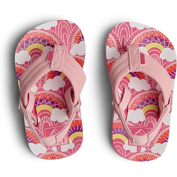 imageREEF ToddlerLittle Kid Ahi Beach Flip Flop Soft Cushion Footbed Water Friendly BackstrapRainbows and Clouds