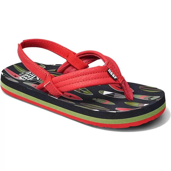 imageREEF ToddlerLittle Kid Ahi Beach Flip Flop Soft Cushion Footbed Water Friendly BackstrapRed Board