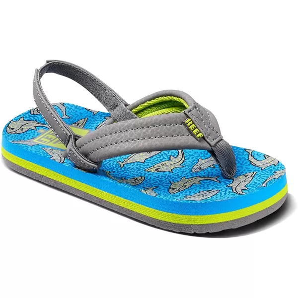 imageREEF ToddlerLittle Kid Ahi Beach Flip Flop Soft Cushion Footbed Water Friendly BackstrapSharky Lime